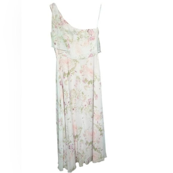 Jenny Yoo Bridsmaid One Shoulder Dress JY541 Blush Garden Women Size 10 - Picture 3 of 7